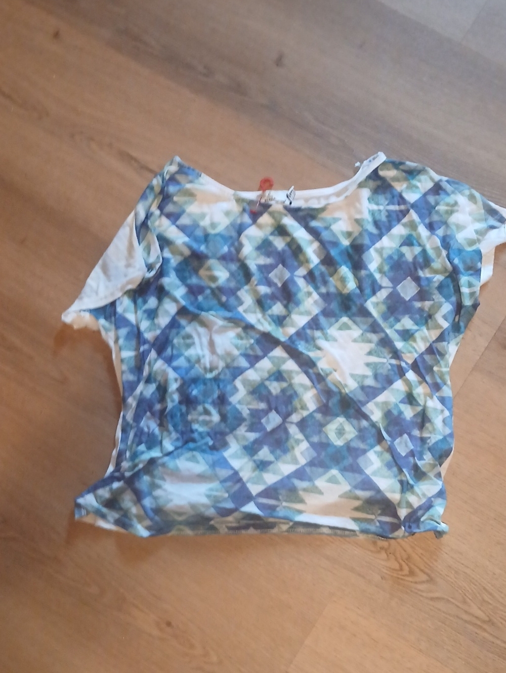 Prana Blue Tissue Weight Geometric Tee Shirt